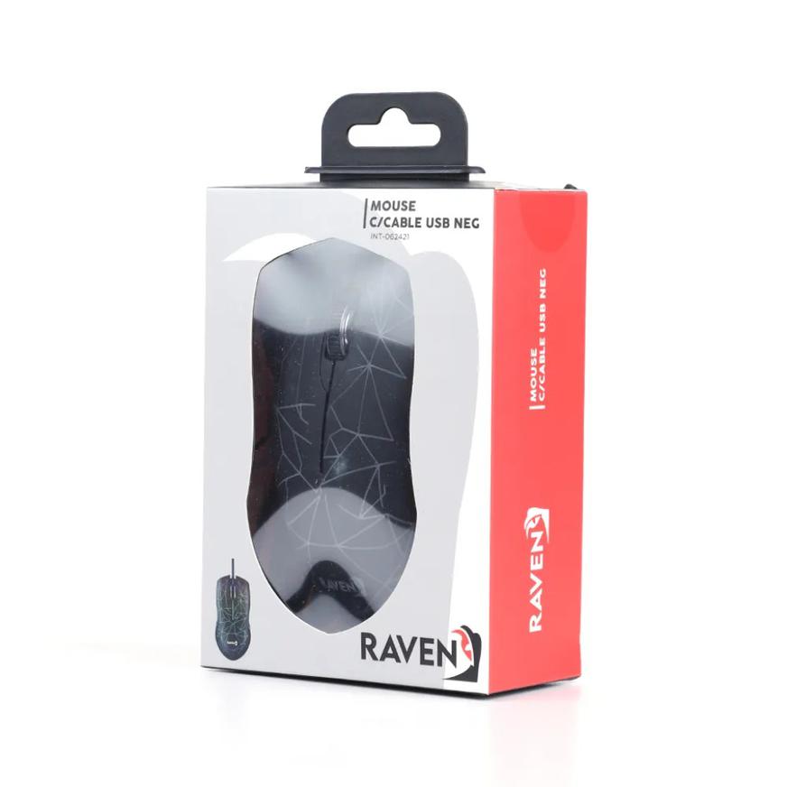 Mouse Raven Usb Con Cable Negro image number 0