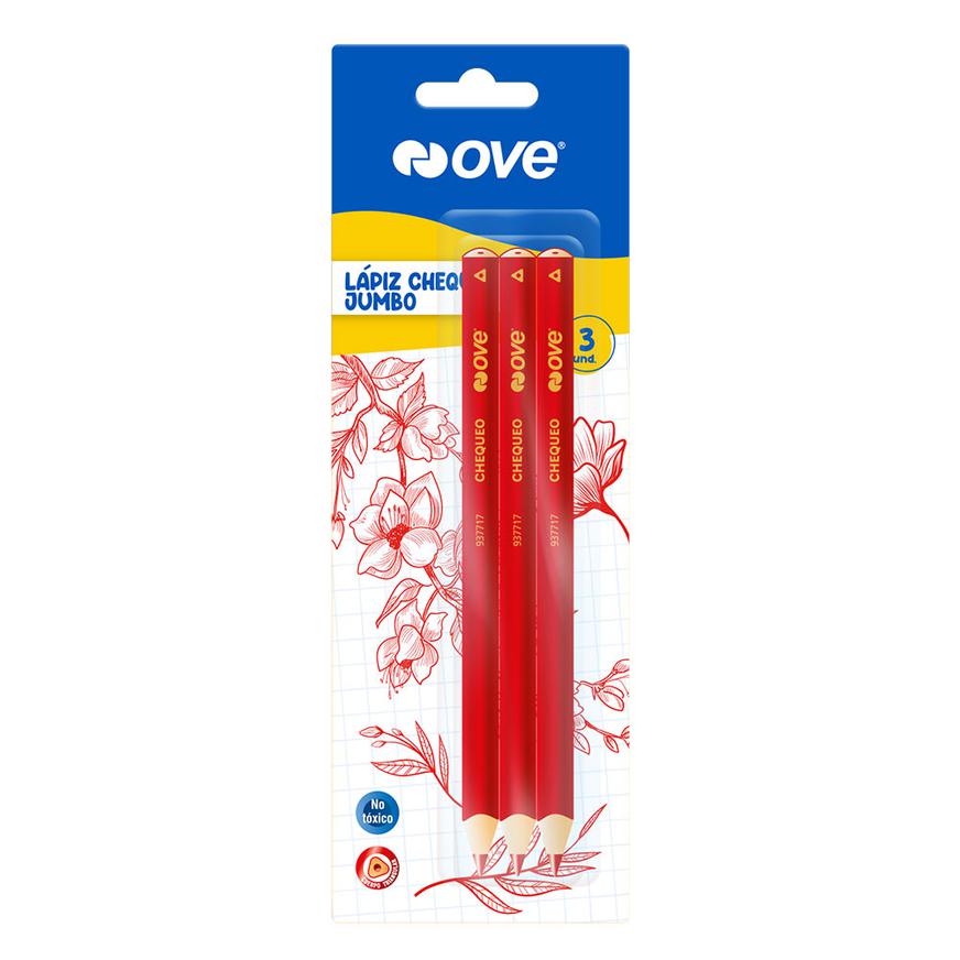 L&aacute;piz Chequeo Rojo Jumbo Ove X 3 Und image number 0